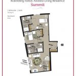 A floor plan of a one-bedroom assisted living apartment named 'Summit'.