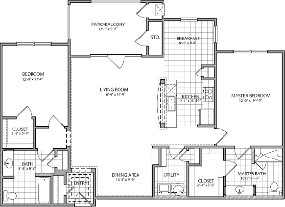 A detailed floor plan of a residential home layout.
