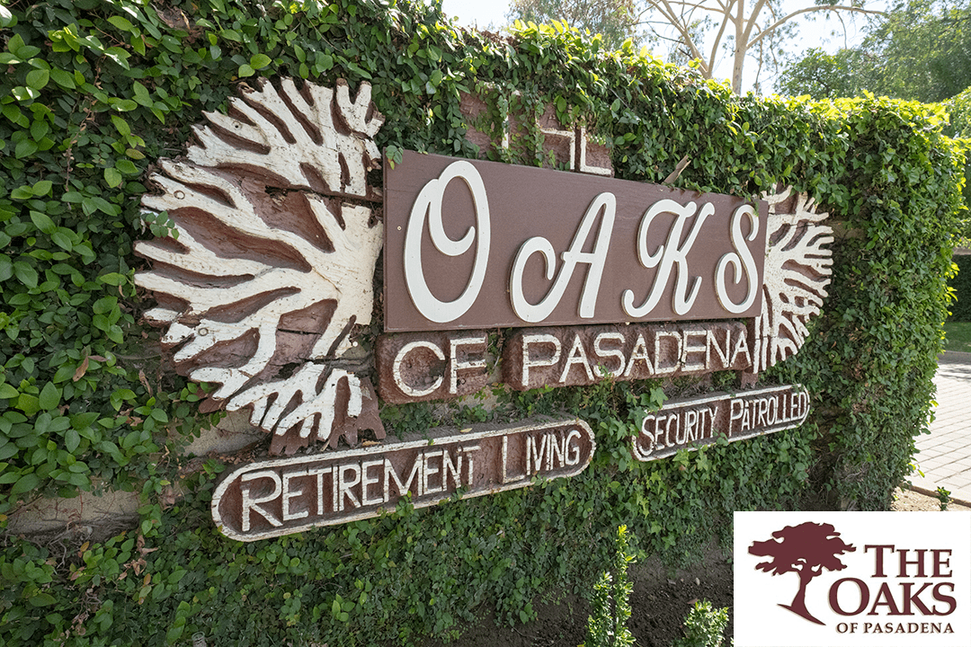 Sign for The Oaks of Pasadena, a retirement and senior living community.