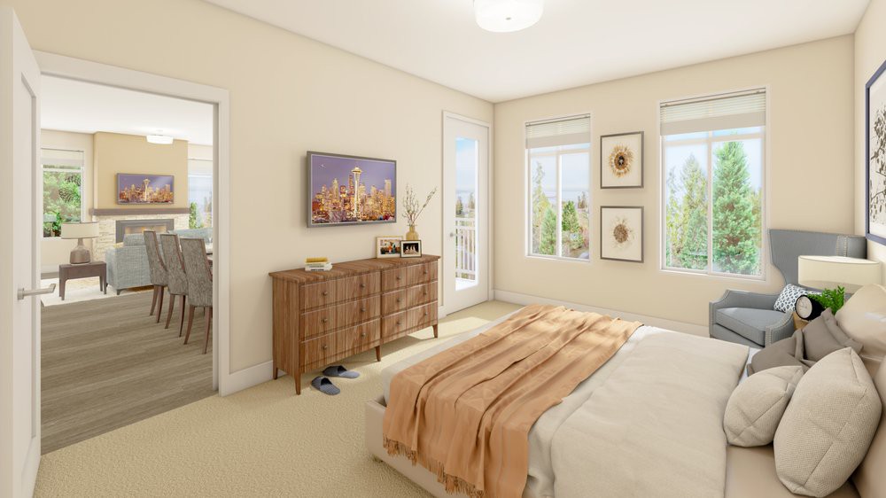 A cozy and well-decorated bedroom with natural light.