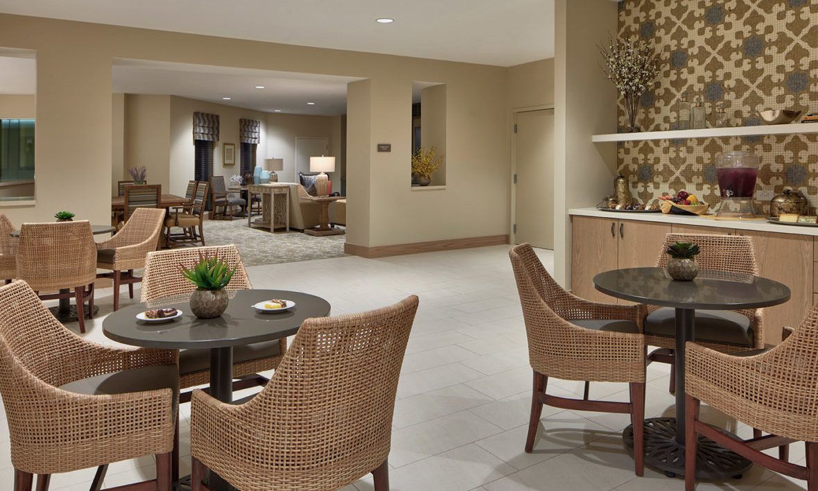 A modern lounge area with comfortable seating and elegant decor.