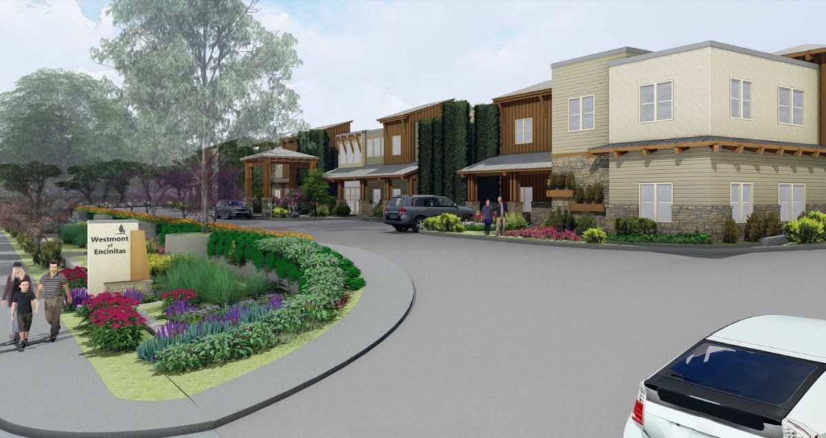 A modern residential neighborhood with landscaped surroundings and contemporary houses.