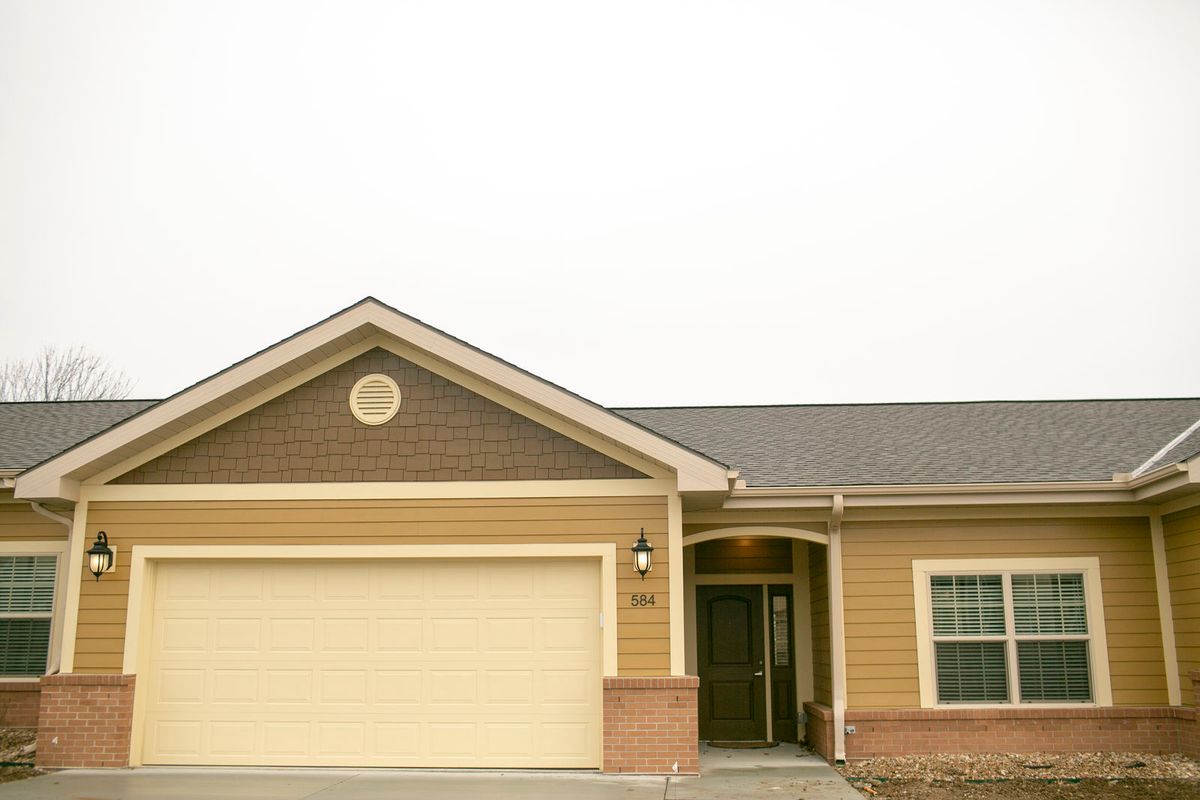 A single-story suburban house with a two-car garage.