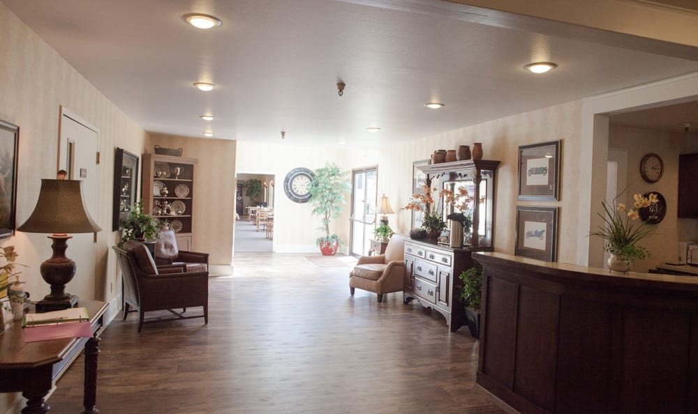 A bright and welcoming lobby area with stylish furniture and decor.
