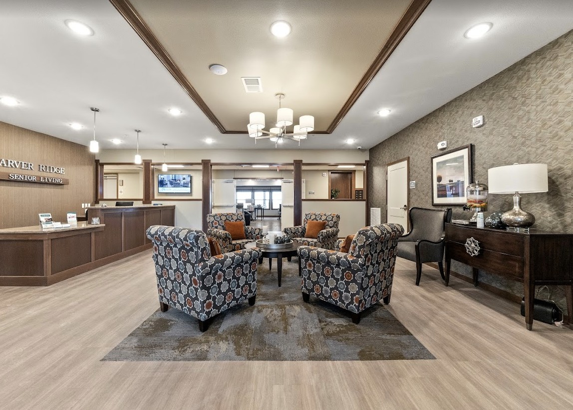 A stylish and inviting lobby with comfortable seating and modern decor.