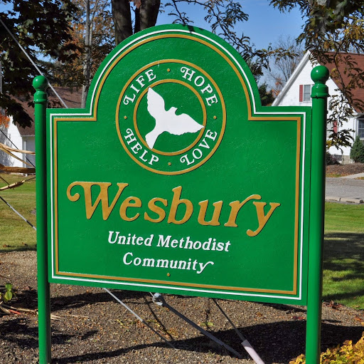 A welcoming sign for Wesbury United Methodist Community, promoting hope and community spirit.