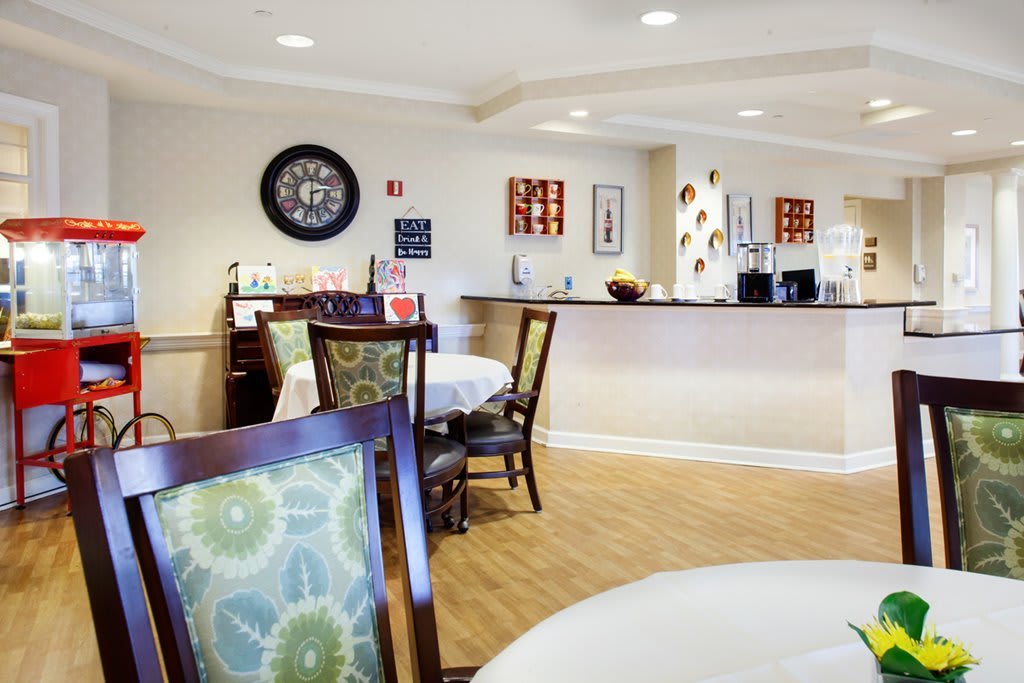 A cozy dining area with elegant seating and tasteful decor.