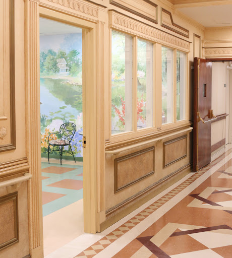A beautifully designed hallway with decorative walls and an inviting atmosphere.