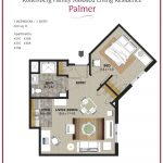 A 1-bedroom apartment floor plan named Palmer showcasing a modern layout with living room, kitchen, and bathroom.