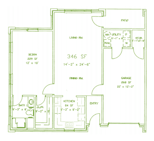 A detailed floor plan of an apartment showing room dimensions and layout.