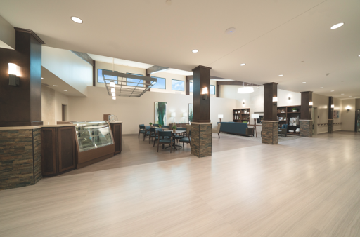 A modern and spacious interior showcasing contemporary design elements.