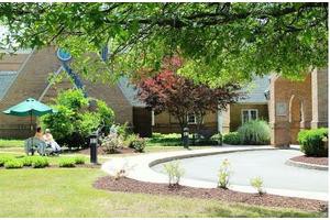 A beautiful residential house surrounded by a landscaped garden and driveway.