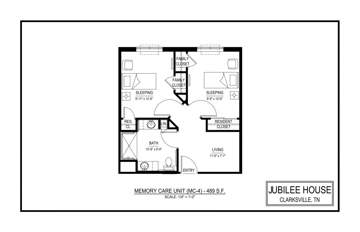 This image is a floor plan of a two-bedroom apartment, showing the layout and dimensions of each room.