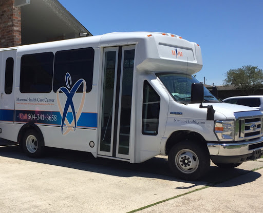 A shuttle bus designed for community healthcare services, featuring accessibility options.
