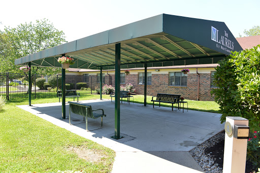 A spacious outdoor shelter with benches, perfect for gatherings in a green park setting.