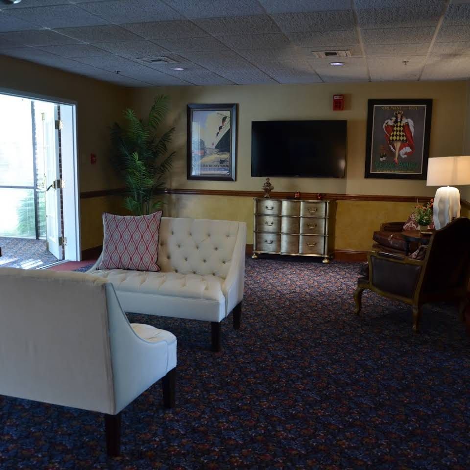 A cozy lobby with comfortable seating and elegant decor.