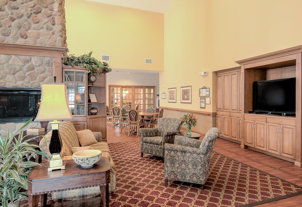 A cozy living room with comfortable seating and warm decor.
