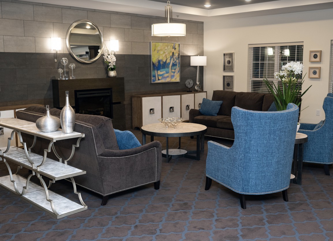 A modern living room featuring comfortable seating and contemporary decor.