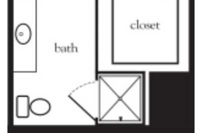 A floor plan segment showing a bathroom and closet layout.