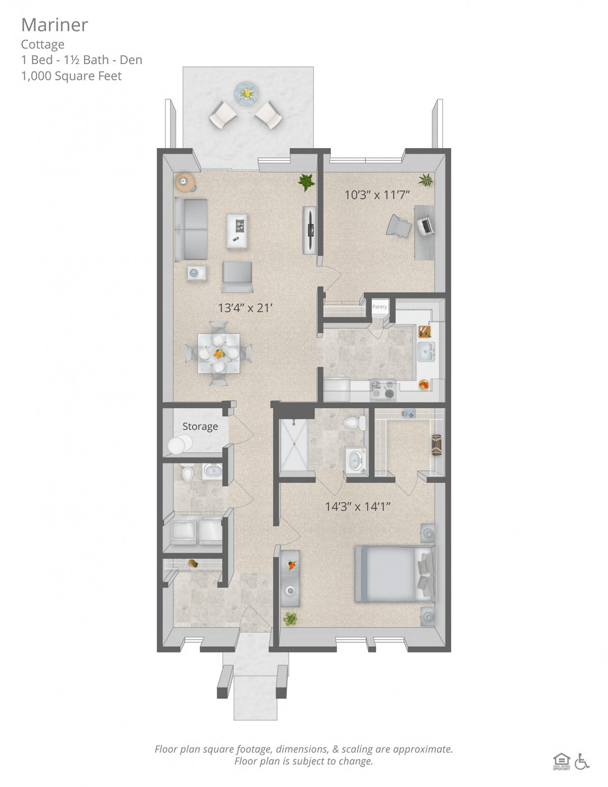 A floor plan of an apartment showing the layout of rooms and living spaces.