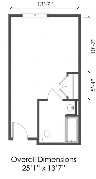 A small room floor plan with dimensions.