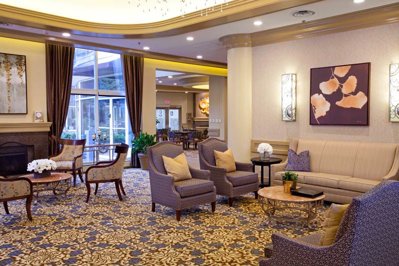 A luxurious hotel lobby with comfortable seating and elegant decor.