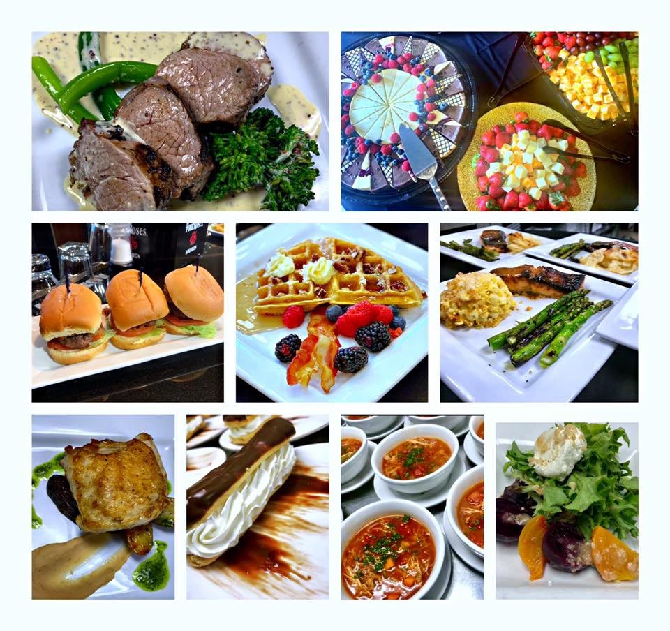 A delicious array of diverse dishes featuring meats, desserts, sandwiches, waffles, soups, and vibrant vegetables.