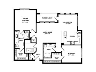 A floor plan of a residential apartment showing the layout of rooms and spaces.