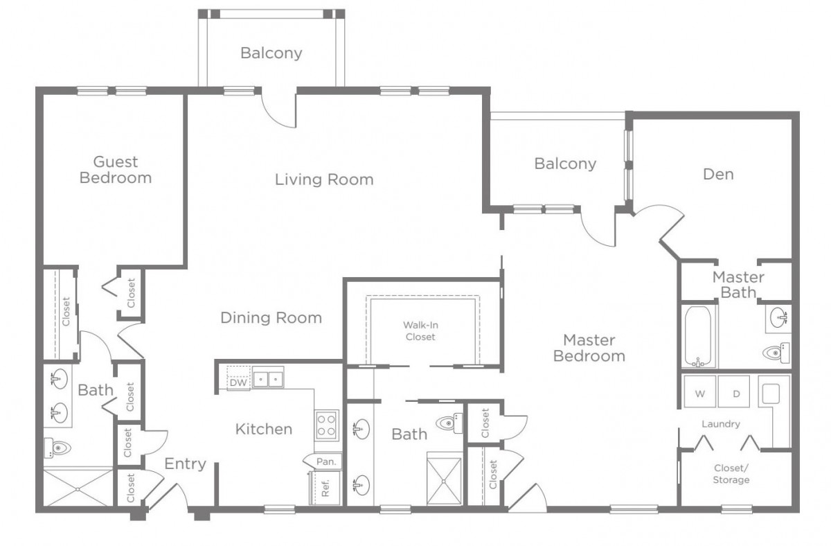 A detailed floor plan of a residential home featuring a living room, dining room, kitchen, bathroom, and master bedroom.