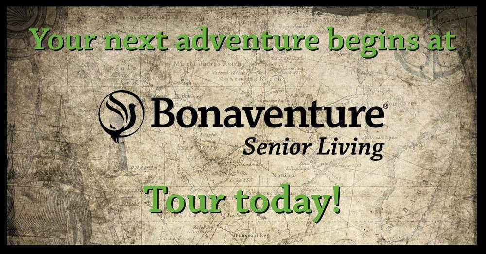 Advertisement for Bonaventure Senior Living encouraging people to tour.