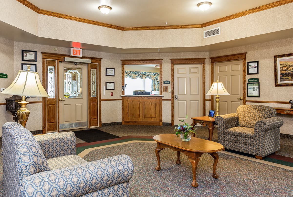 A cozy lobby area with comfortable seating and dcor.