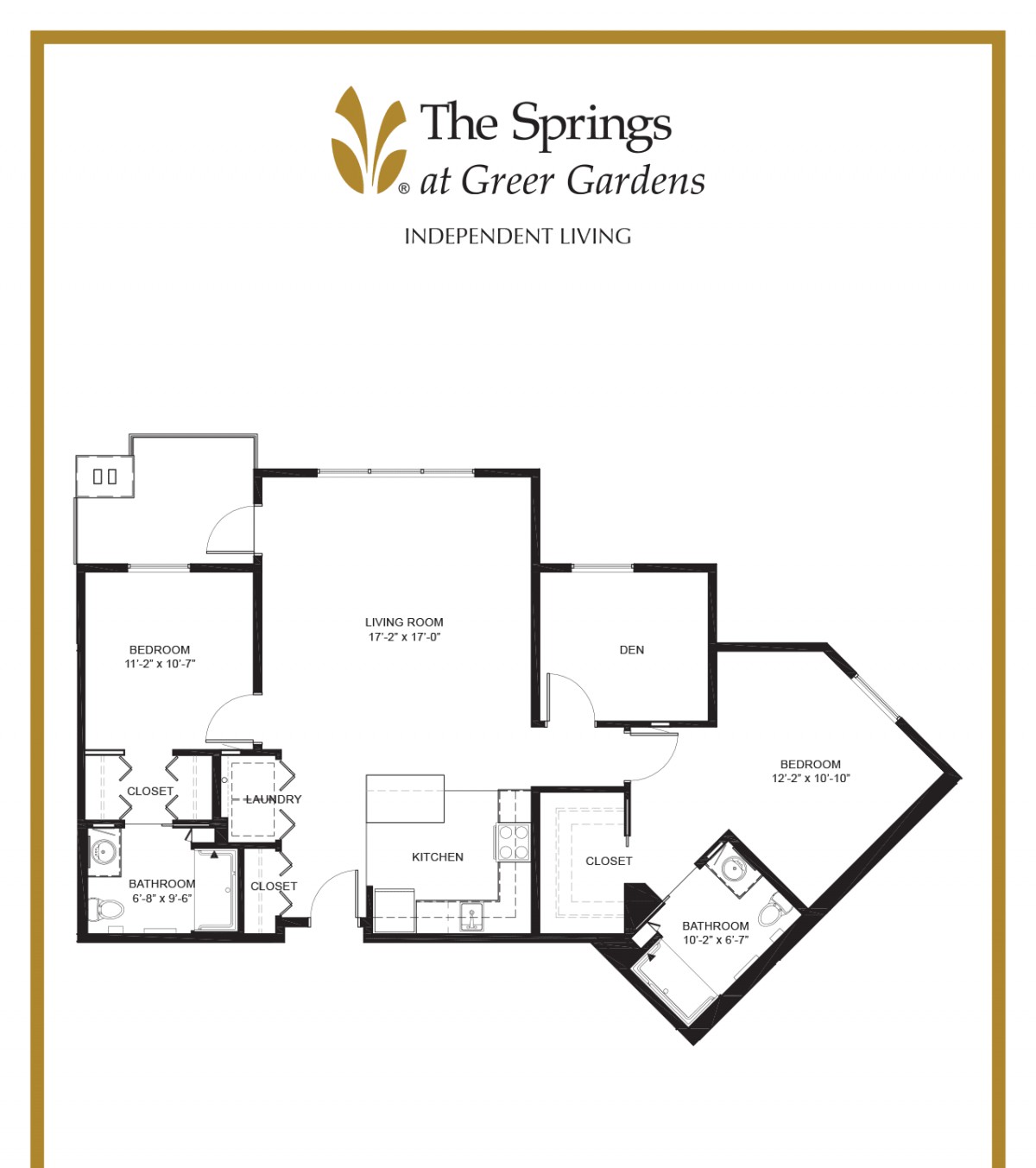 Floor plan layout of a residential unit at The Springs at Greer Gardens.