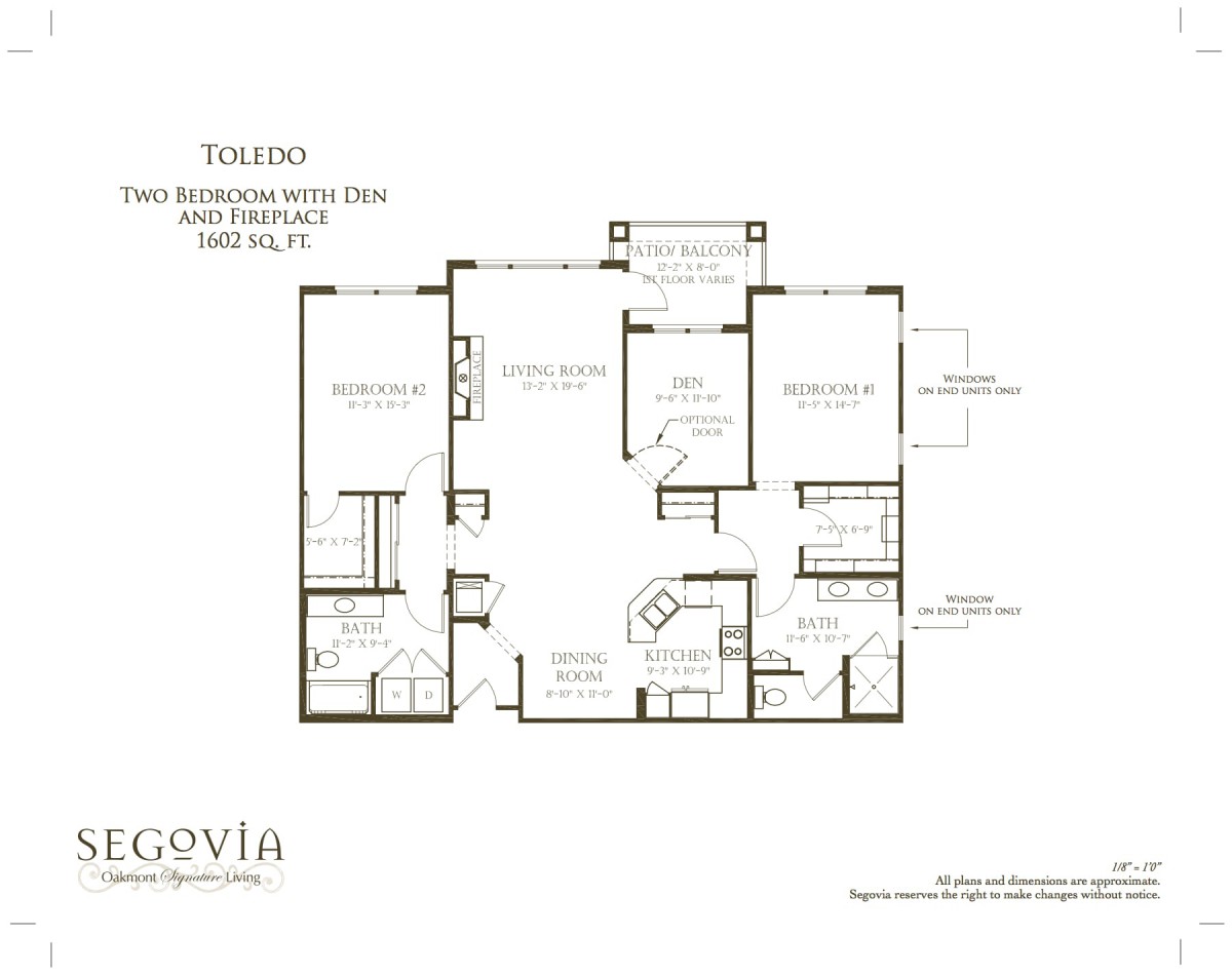 Floor plan of a three-bedroom, two-bathroom home with an open concept living area.