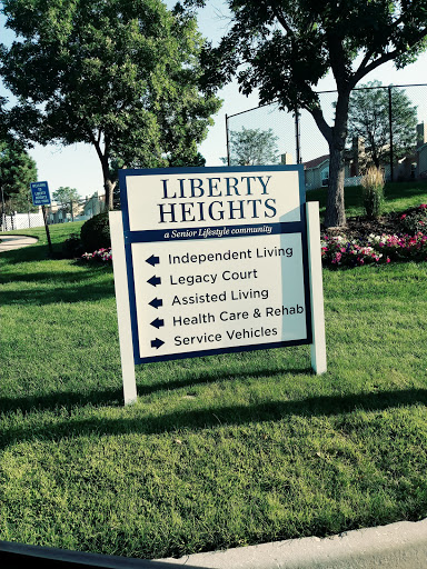 A sign at Liberty Heights, indicating various living and health care options.