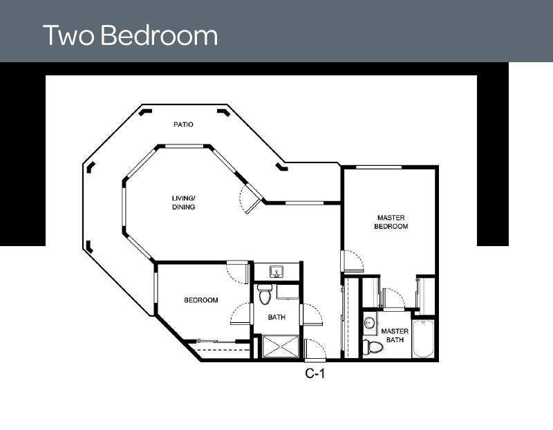 A floor plan for a two-bedroom apartment layout.