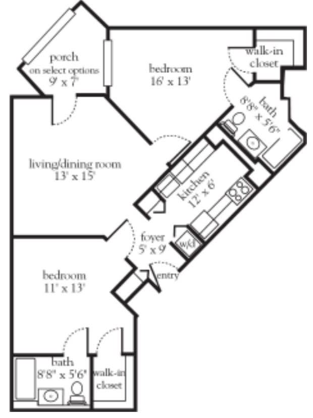 A detailed floor plan of a residential apartment showing room dimensions and layout.