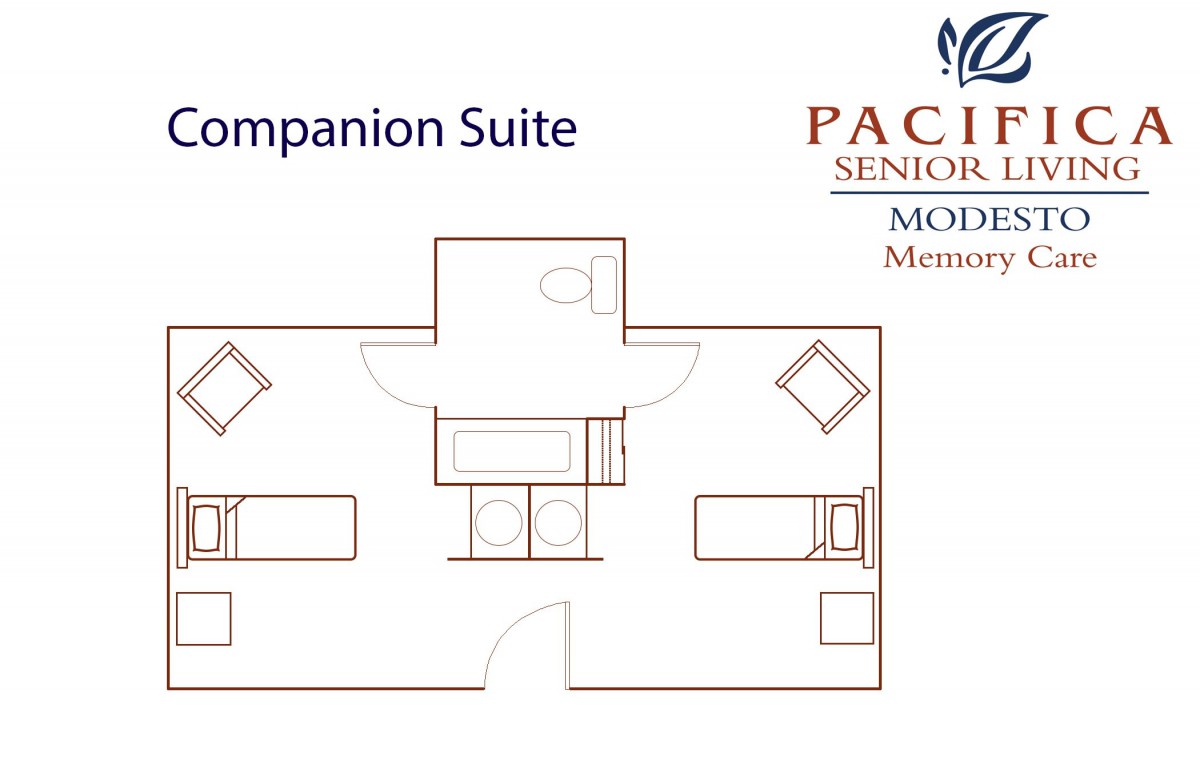 Floor plan of a companion suite in a senior living facility.