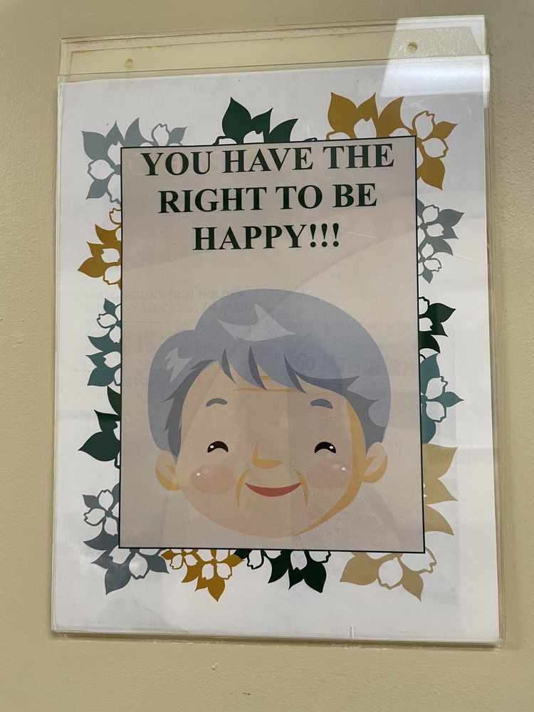 A motivational poster with an illustration and the message 'You have the right to be happy!!!'