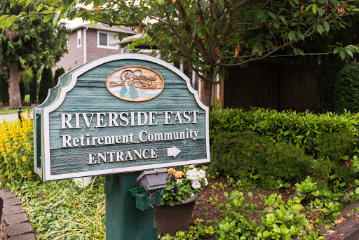 Entrance sign for Riverside East Retirement Community.