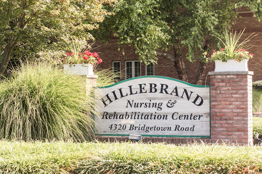 Hillebrand Nursing & Rehabilitation Center sign located on Bridgetown Road.