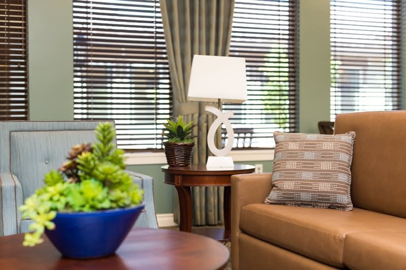 A cozy living room with stylish decor and comfortable seating.