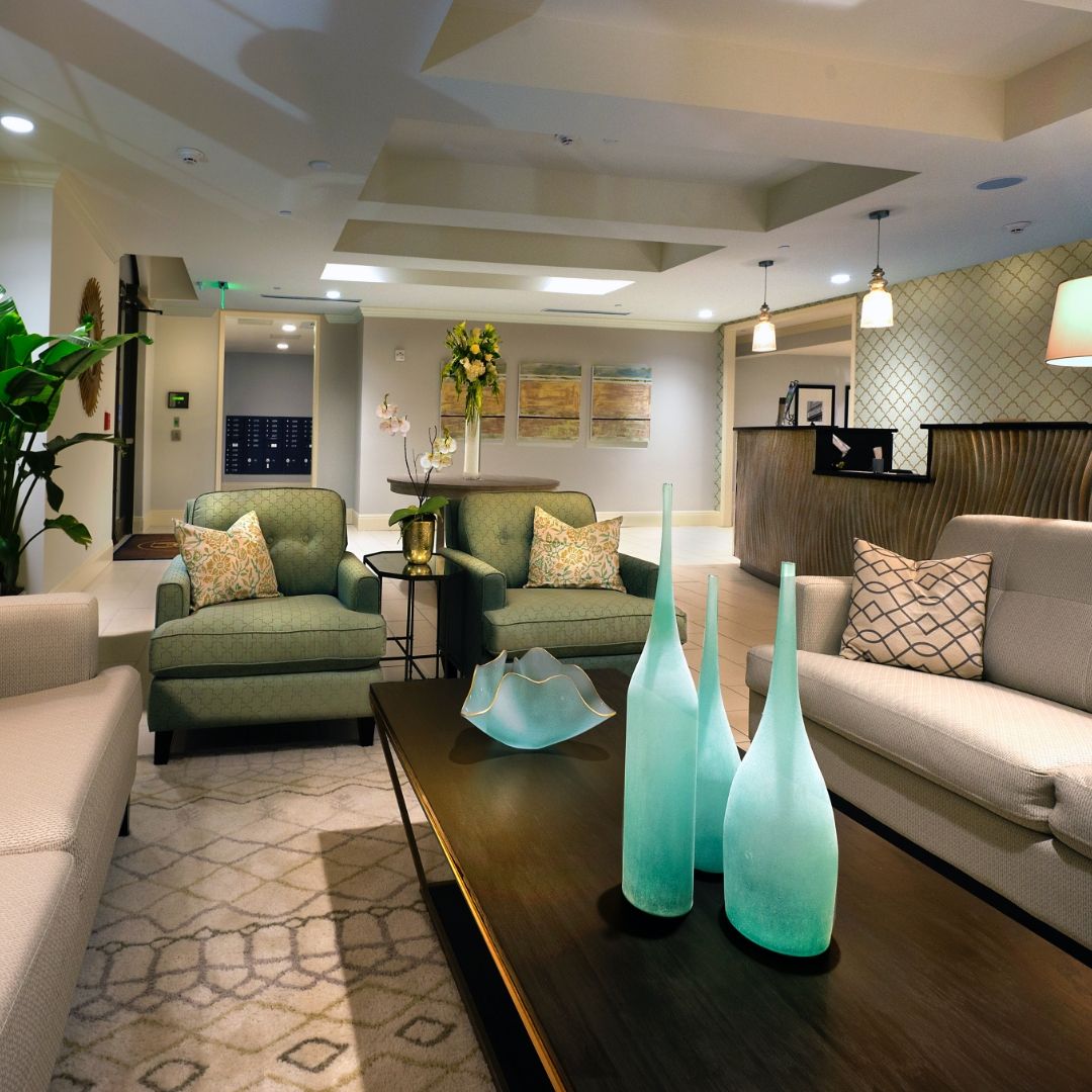A modern living room with stylish furniture and elegant decor.