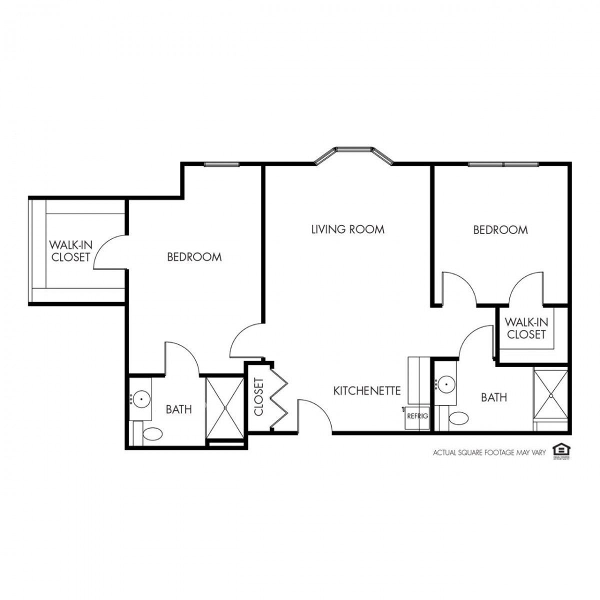 A floor plan layout of an apartment, showing rooms and their respective placements.