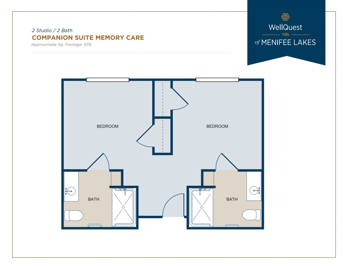 Floor plan of a one-bedroom suite with a bathroom and living area.