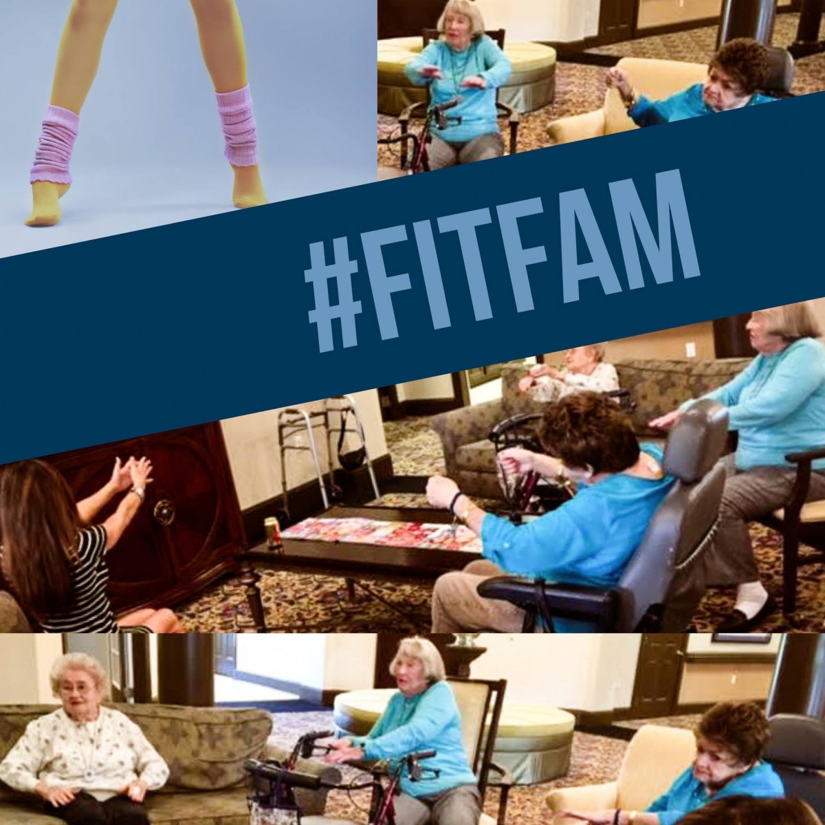 Elderly community staying active together with fun exercises. #FitFam