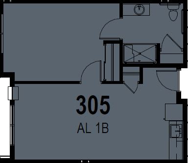 A section of an apartment floor plan labeled as unit 305.