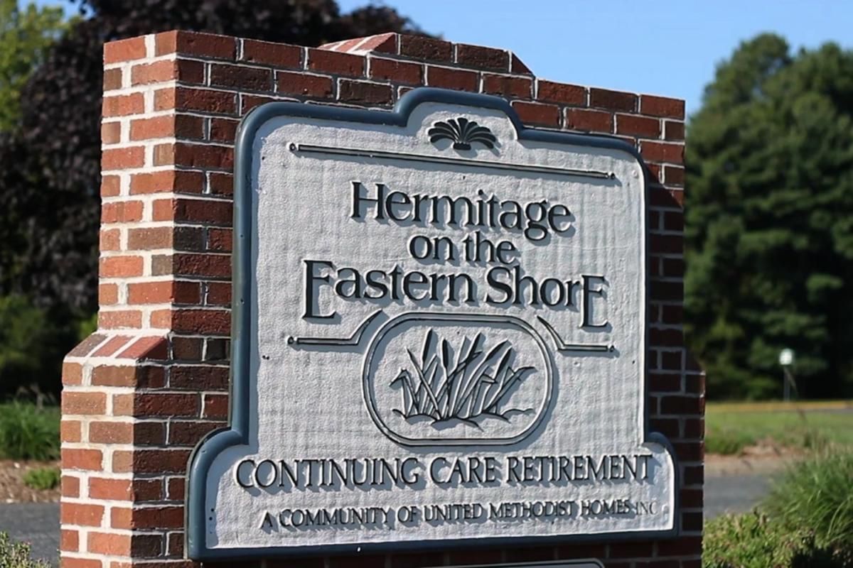 Sign for Hermitage on the Eastern Shore, a continuing care retirement community.