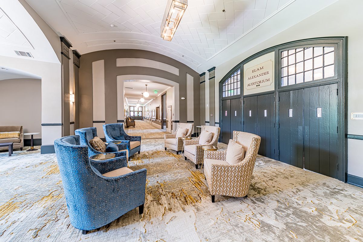 Elegant lobby area with comfortable seating and stylish decor.