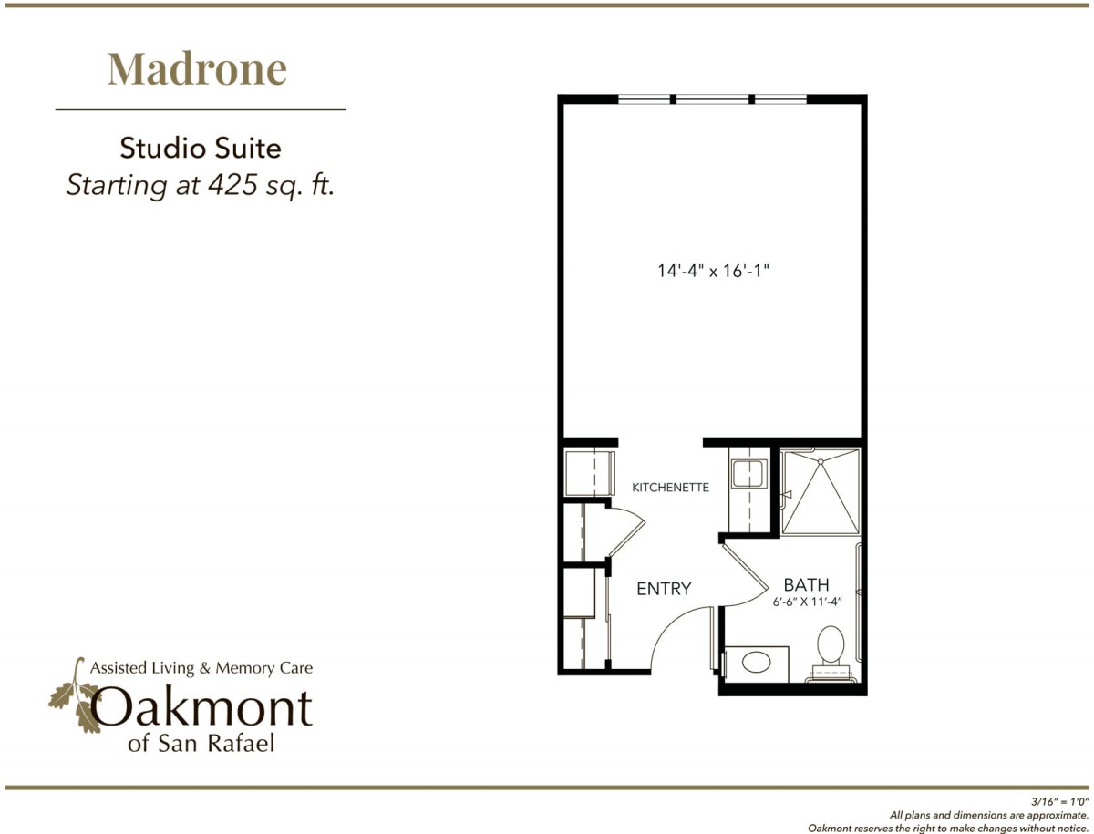 Studio Suite Floor Plan at Oakmont of San Rafael
