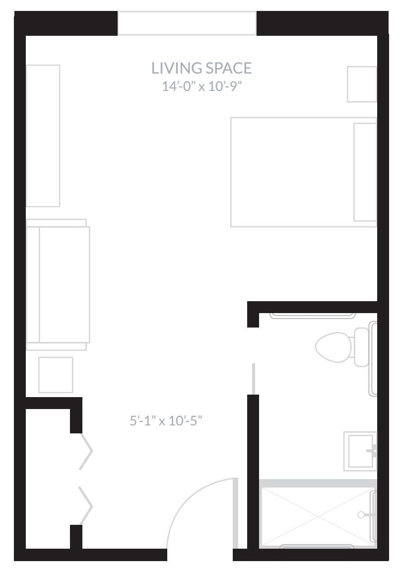 Studio apartment floor plan with a compact layout including living and sleeping areas.